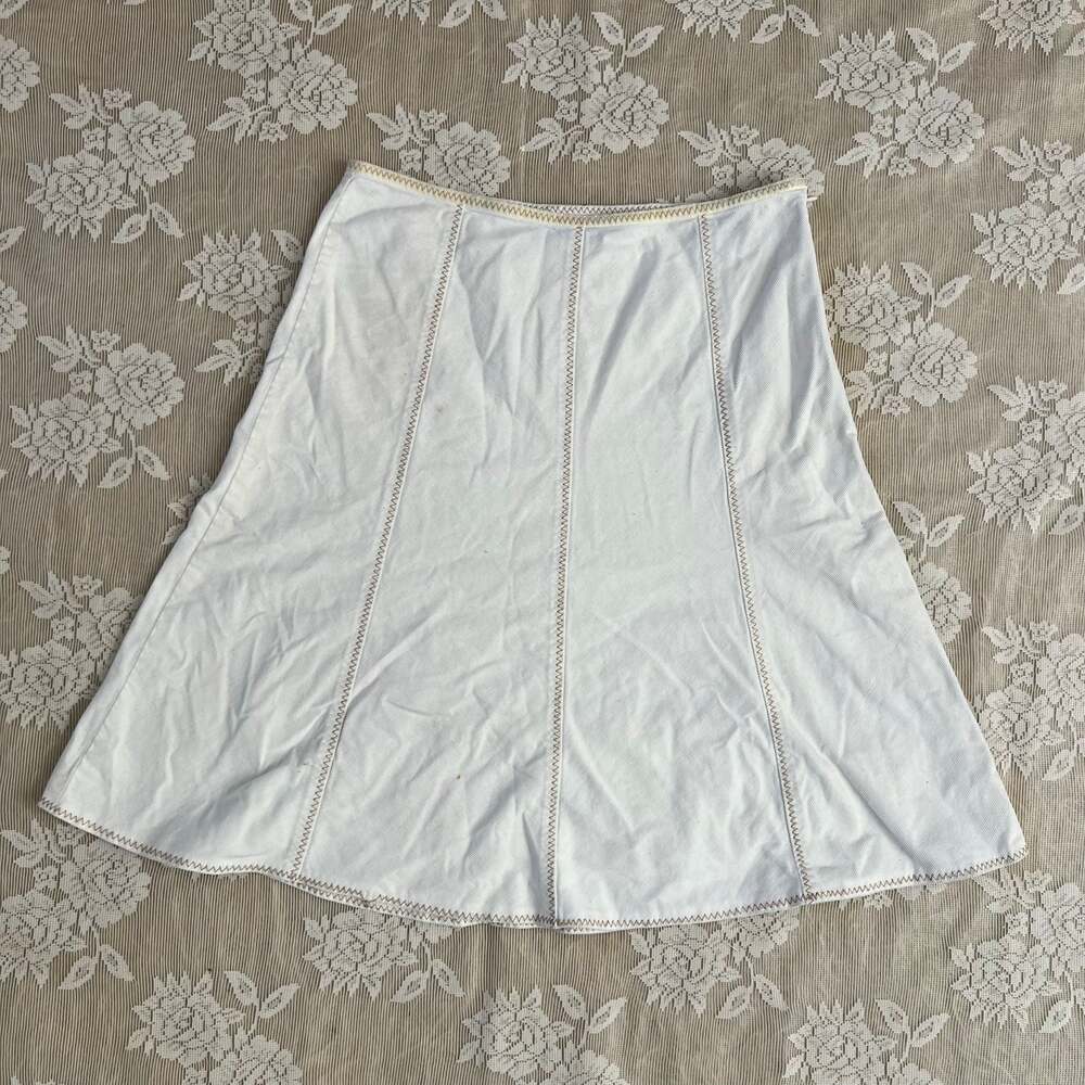 The Limited White Contrast Stitch A-Line Midi Skirt Size 2